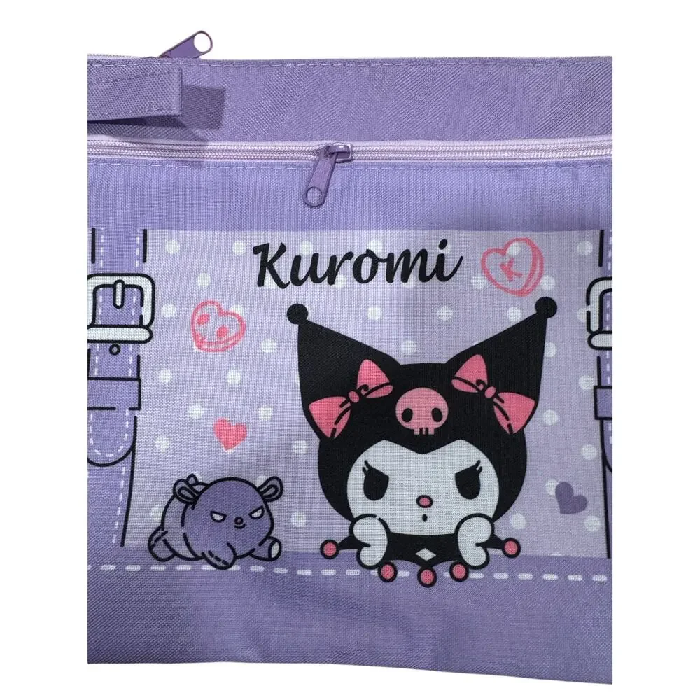 Kuromi Sanrio canvas very sturdy documents/sheets folder with zippers and strap